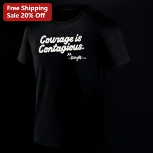 Courage is Contagious Riley Gaines Signature Tee, Activist Statement Shirt for Conservative Women available at our Los Angeles warehouse