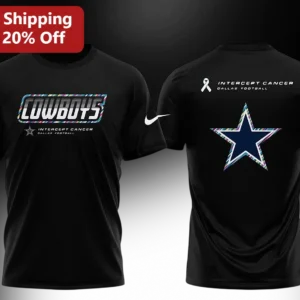 Cowboys Intercept Cancer Dallas Football Awareness Tee available at our Los Angeles warehouse