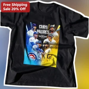 Cubs Padres Wildcard Graphic Tee Chicago Cubs San Diego Padres MLB Playoff Shirt available at our Los Angeles warehouse