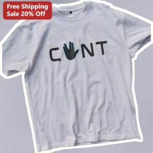 CUNT Tee Hand Symbol Typography Visual Pun Graphic T-Shirt Edgy Streetwear Adult Humor Gift available at our Los Angeles warehouse