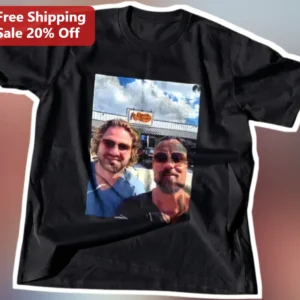 Custom Photo Print Black Tee Two Men Sunglasses Outdoor Gift available at our Los Angeles warehouse