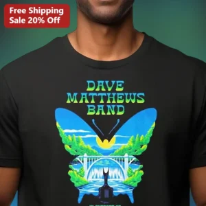 Dave Matthews Band Butterfly Landscape Graphic Tee Vintage Music Merch Shirt available at our Los Angeles warehouse