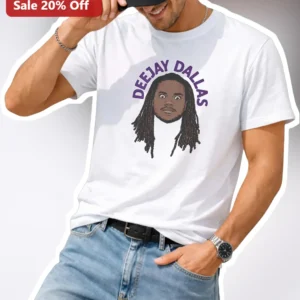 DeeJay Dallas Minnesota Vikings Running Back Headshot Portrait Graphic Tee available at our Los Angeles warehouse