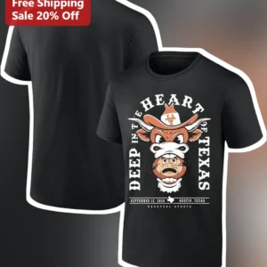 Deep in the Heart of Texas Donald Trump UT Longhorns Satire Graphic Tee available at our Los Angeles warehouse