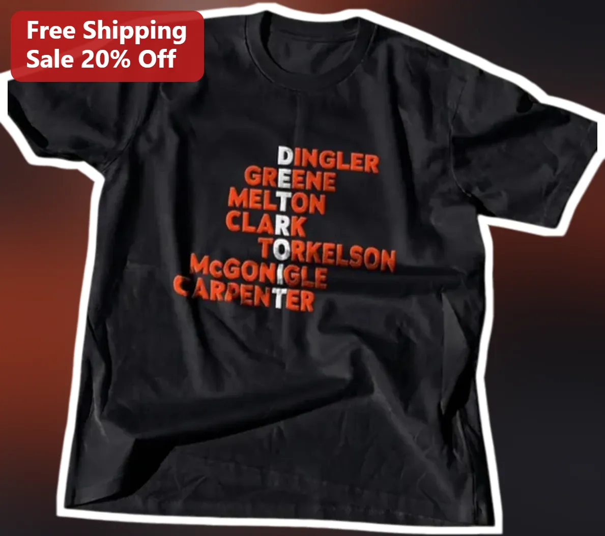 Detroit Tigers Young Core Dingler Greene Melton Clark Torkelson McGonigle Carpenter Graphic Tee available at our Los Angeles warehouse