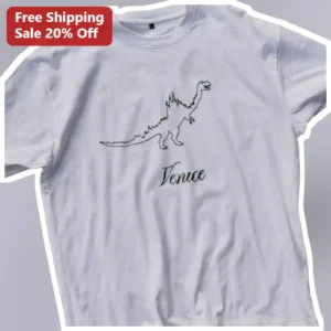 Dinosaur Line Art Custom Name Tee Personalized Cute Dino Gift for Kids available at our Los Angeles warehouse