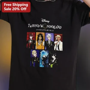 Disney Twisted-Wonderland Housewardens Grid Graphic Tee for Anime Fans available at our Los Angeles warehouse