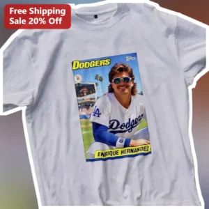 Dodgers Enrique Hernandez Vintage Baseball Card Tee Kiké Hernández Fan Gift available at our Los Angeles warehouse