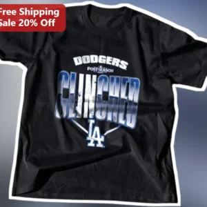 Dodgers Postseason Clinched Tee Los Angeles Baseball Fan Apparel available at our Los Angeles warehouse