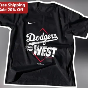 Dodgers Run The West Graphic Tee Los Angeles Baseball Fan Apparel available at our Los Angeles warehouse