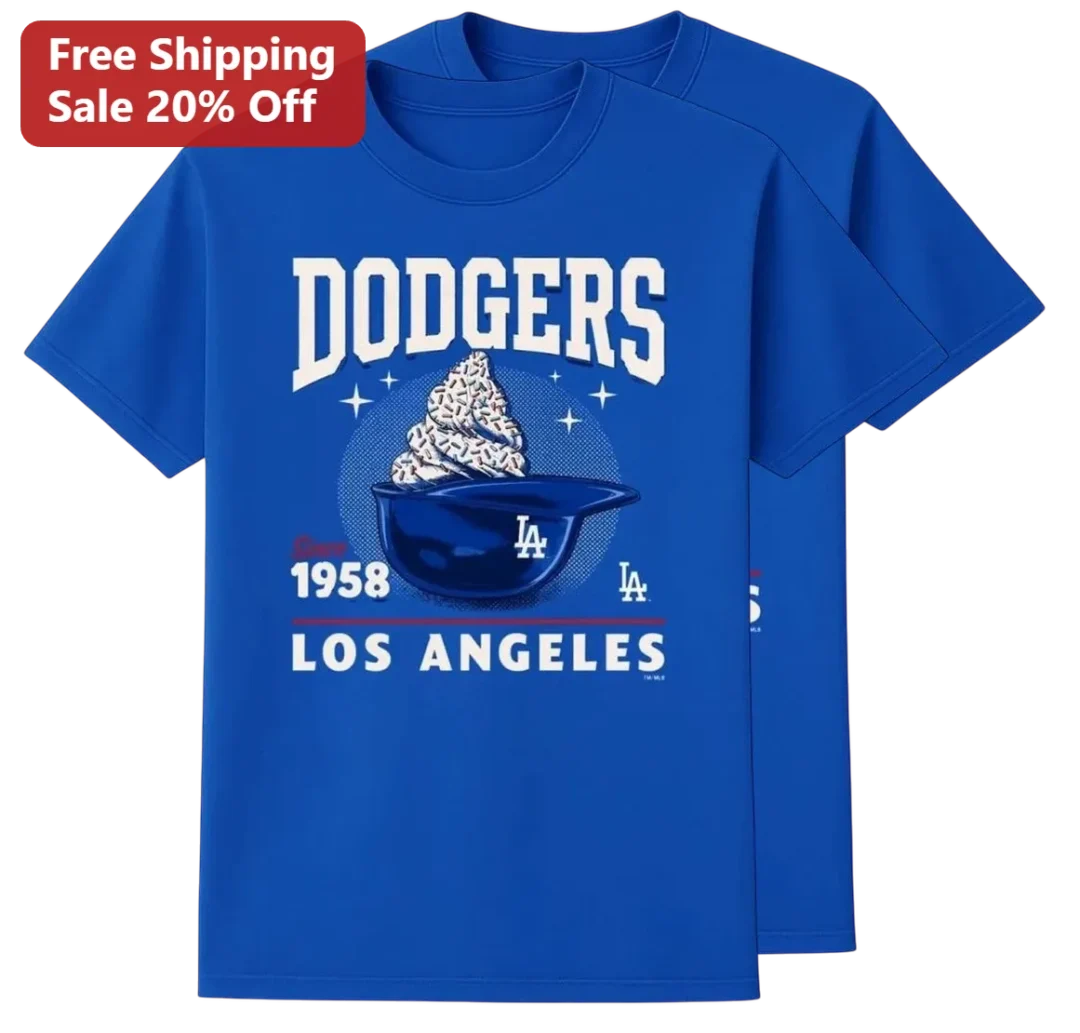 Dodgers Since 1958 Los Angeles Baseball Tee, Retro Soft Serv — Los Angeles Dodgers Since 1958 Los Angeles Baseball Tee, Retro Soft Serve Ice Cream Cap Graphic Gift for MLB Fan available at our Los Angeles warehouse
