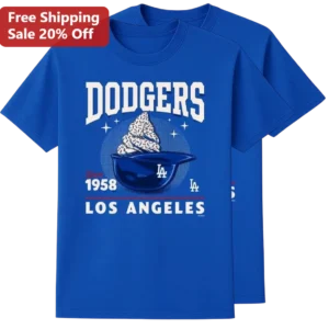 Dodgers Since 1958 Los Angeles Baseball Tee, Retro Soft Serve Ice Cream Cap Graphic Gift for MLB Fan available at our Los Angeles warehouse