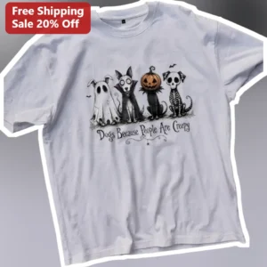 Dogs Because People Are Creepy Halloween Dog Costume Graphic Tee for Introverts available at our Los Angeles warehouse