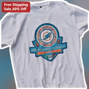 Dolphins Nation Mexico Fins Up Graphic Tee Miami Dolphins NFL Fan Club Apparel available at our Los Angeles warehouse