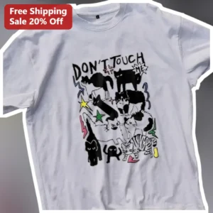 Don't Touch Me Funny Grumpy Cats Graphic Tee Introvert Gift for Women available at our Los Angeles warehouse