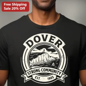 Dover Strong Community Est 1905 Vintage Distressed Emblem Tee NH Local Pride Gift available at our Los Angeles warehouse