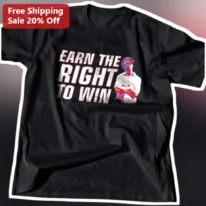 Earn The Right To Win Baseball Player Graphic Tee For Athletes Coaches available at our Los Angeles warehouse