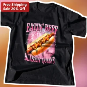 Eatin' Beef Blastin' Queers Funny Queercore Punk Graphic Tee Pride Gift available at our Los Angeles warehouse