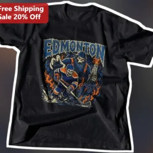 Edmonton Vintage Hockey Skeleton Graphic Tee Black available at our Los Angeles warehouse