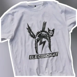 ELECTROKAT Tee Gothic Skeleton Cat Lightning Bolt Graphic Shirt for Men Women available at our Los Angeles warehouse