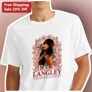 Ella Langley Graphic Tee Country Music Fan Gift Floral Portrait Tour Shirt available at our Los Angeles warehouse