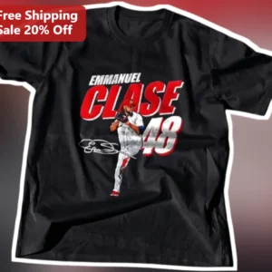 Emmanuel Clase 48 Tee Cleveland Guardians Baseball Pitcher Graphic Shirt available at our Los Angeles warehouse