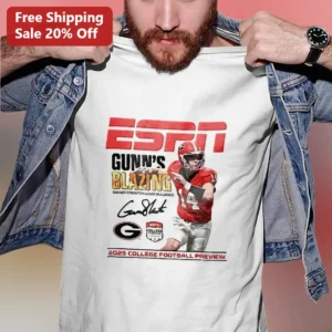 ESPN Gunn's Blazing Gunner Stockton Leads Bulldogs College Football Preview Tee available at our Los Angeles warehouse