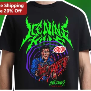 Evil Dead 2 Groovy Ash Williams Graphic Tee Horror Movie Fan Gift available at our Los Angeles warehouse