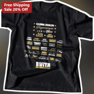 Evita On Broadway Tee Andrew Lloyd Webber Musical Theater Fan Gift Shirt available at our Los Angeles warehouse