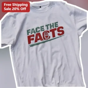 Face The Facts Retro Microphone Graphic Tee for Podcast Fans Journalists available at our Los Angeles warehouse