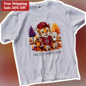 Fall Is My Favorite Color Tee Cute Tiger Football Fan Autumn Graphic Shirt Gift available at our Los Angeles warehouse