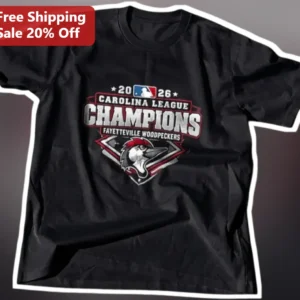 Fayetteville Woodpeckers Carolina League Champions Tee Baseball Fan Gift available at our Los Angeles warehouse