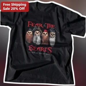 Fear the Beards Pirate Skull Gothic Tee Funny Beard Lover Gift for Men Women available at our Los Angeles warehouse