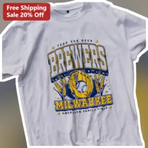 FEAR THE BEER Milwaukee Brewers Graphic Tee American Family Field Baseball Fan Gift available at our Los Angeles warehouse