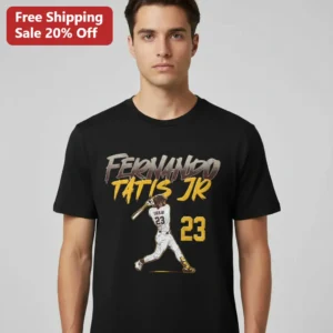 Fernando Tatis Jr 23 Tee San Diego Padres Slugger Swing Baseball Fan Gift available at our Los Angeles warehouse
