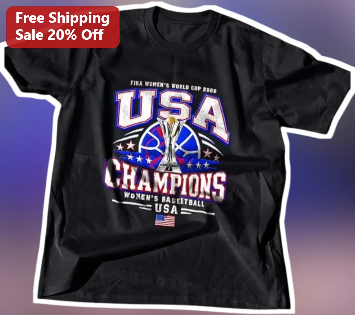 FIBA Women's World Cup 2026 USA Champions Basketball Tee available at our Los Angeles warehouse