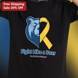 Fight Like a Bear End Childhood Cancer Awareness Tee available at our Los Angeles warehouse