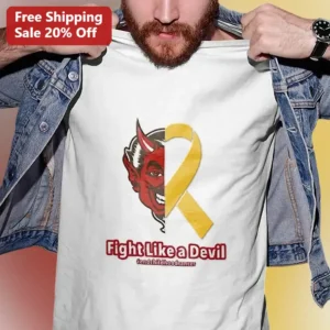 Fight Like a Devil Childhood Cancer Awareness Tee #EndChildhoodCancer Gift available at our Los Angeles warehouse
