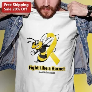 Fight Like a Hornet #EndChildhoodCancer Awareness Tee available at our Los Angeles warehouse