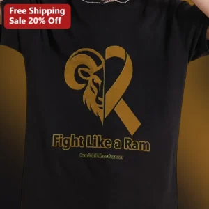Fight Like a Ram End Childhood Cancer Awareness Tee available at our Los Angeles warehouse