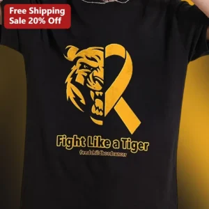 Fight Like a Tiger End Childhood Cancer Awareness Tee available at our Los Angeles warehouse