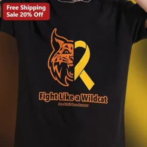 Fight Like a Wildcat #EndChildhoodCancer Awareness Tee available at our Los Angeles warehouse
