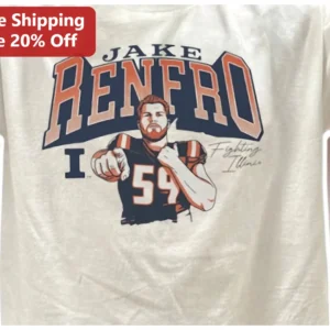 Fighting Illini Jake Renfro Retro Football Player Graphic Tee available at our Los Angeles warehouse