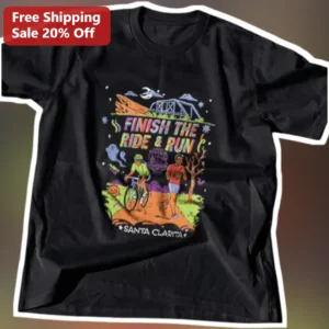 Finish The Ride Run Santa Clarita Halloween Cycling Tee available at our Los Angeles warehouse