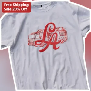 Fire Truck Monogram Tee Personalized Vintage Distressed Initials Gift for Kids Toddlers Boys Girls available at our Los Angeles warehouse