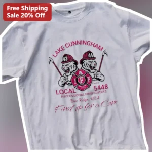 Fired Up for a Cure Tee Breast Cancer Awareness Firefighter Charity Shirt available at our Los Angeles warehouse