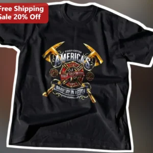 Firefighter America's First Responders Bravery In Action Tee available at our Los Angeles warehouse