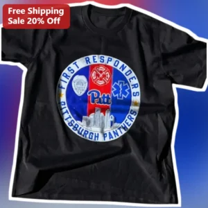First Responders Panthers Tee Pitt Football Mashup Logo Shirt for Fire EMS Police available at our Los Angeles warehouse