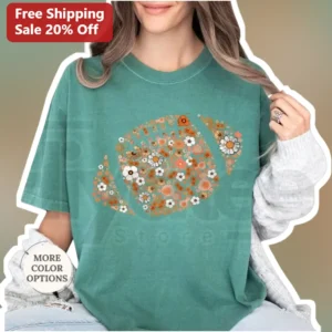 Floral Wreath Pattern Graphic Tee for Women Boho Wildflower Circle Design Spring Gift available at our Los Angeles warehouse