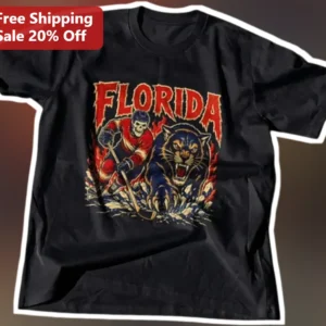 Florida Vintage Distressed Hockey Panther Graphic Tee for Men Women available at our Los Angeles warehouse